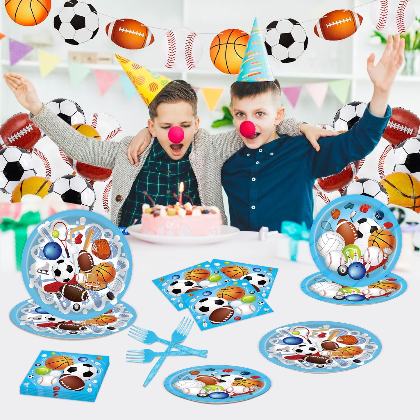 Bqk 96 Pcs Sports Themed Birthday Party Supplies Sports Birthday Party Decorations Sports Plates Sports Napkins Sports Party Sup
