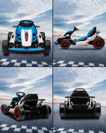 Garveelife 24V Go Kart For Kids 6-12 Year Old,Child Electric Drift Go-Kart With Music Mode,Electric Drifting Go Cart With Powerf