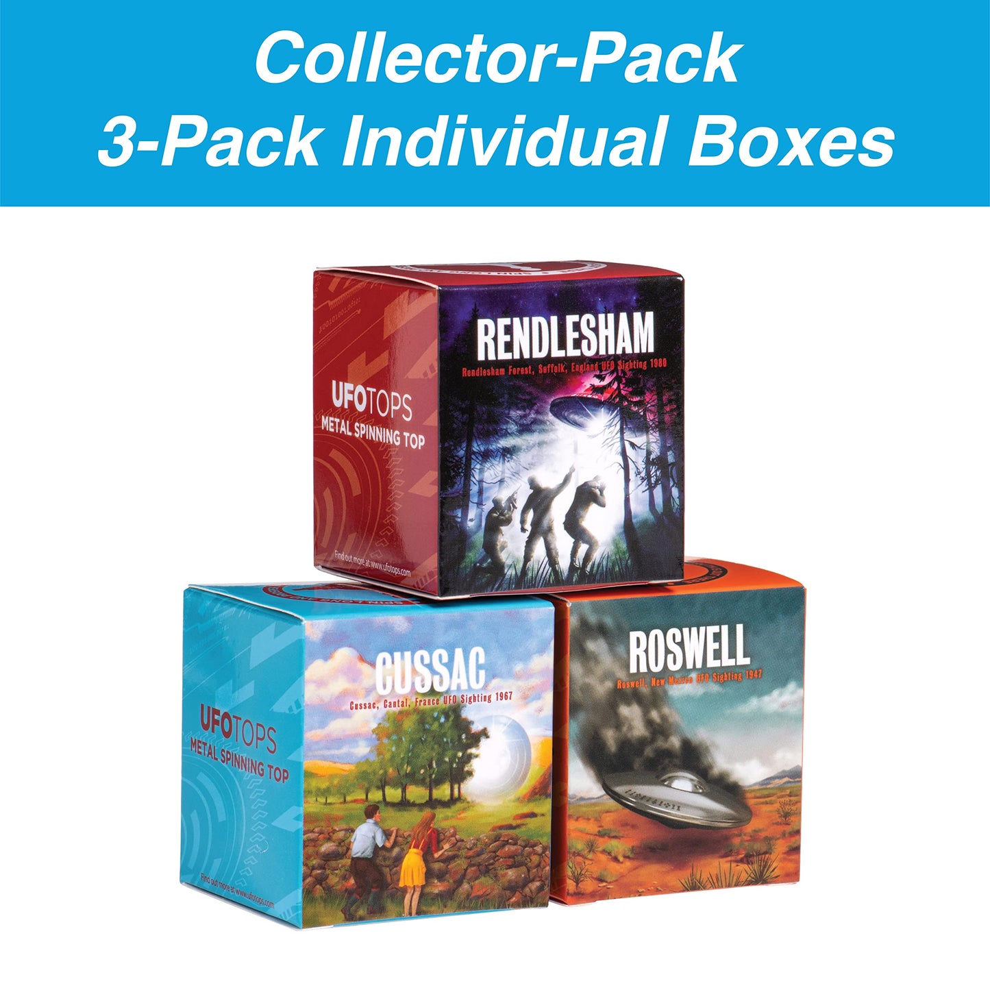 UFO Tops | Metal Spinning Tops | Andromeda Series Collector 3-Pack Set (Cosmic Silver)