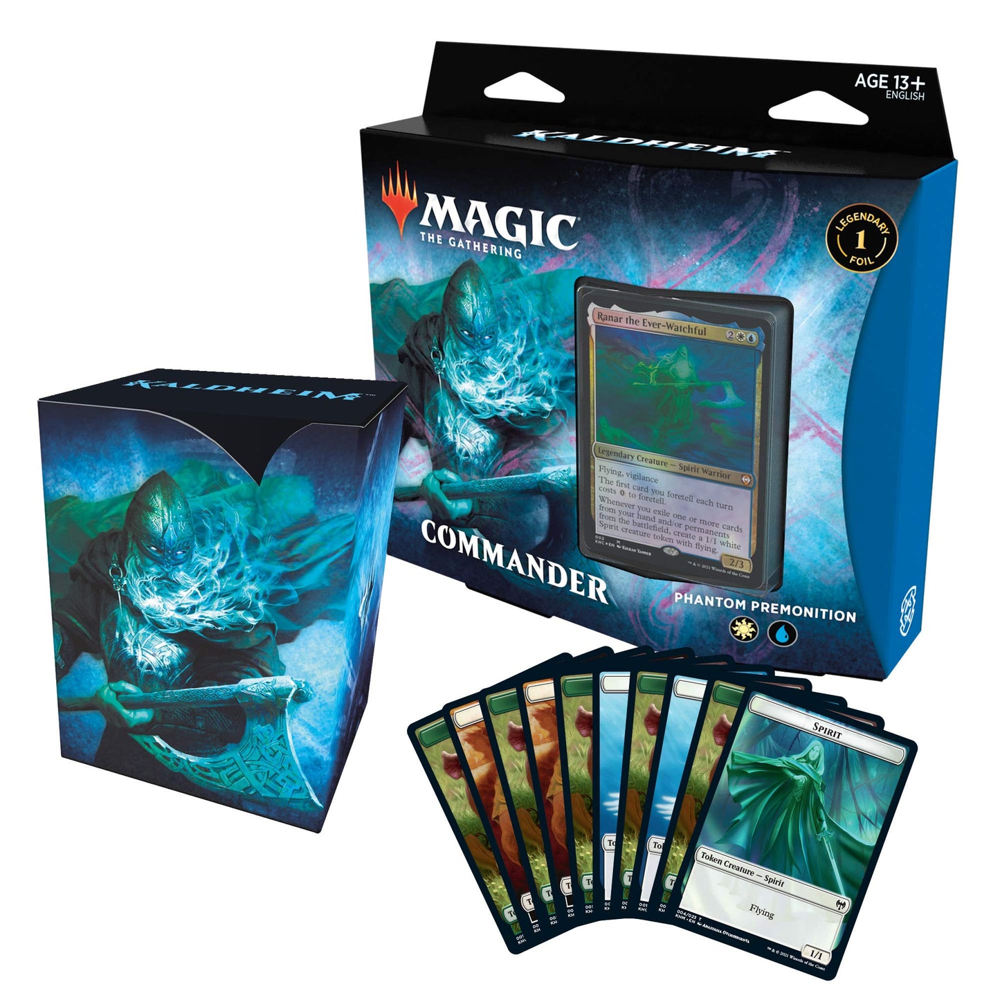 Magic The Gathering Kaldheim Commander Deck – Phantom Premonition | 100 Card Ready-To-Play Deck | Blue-White