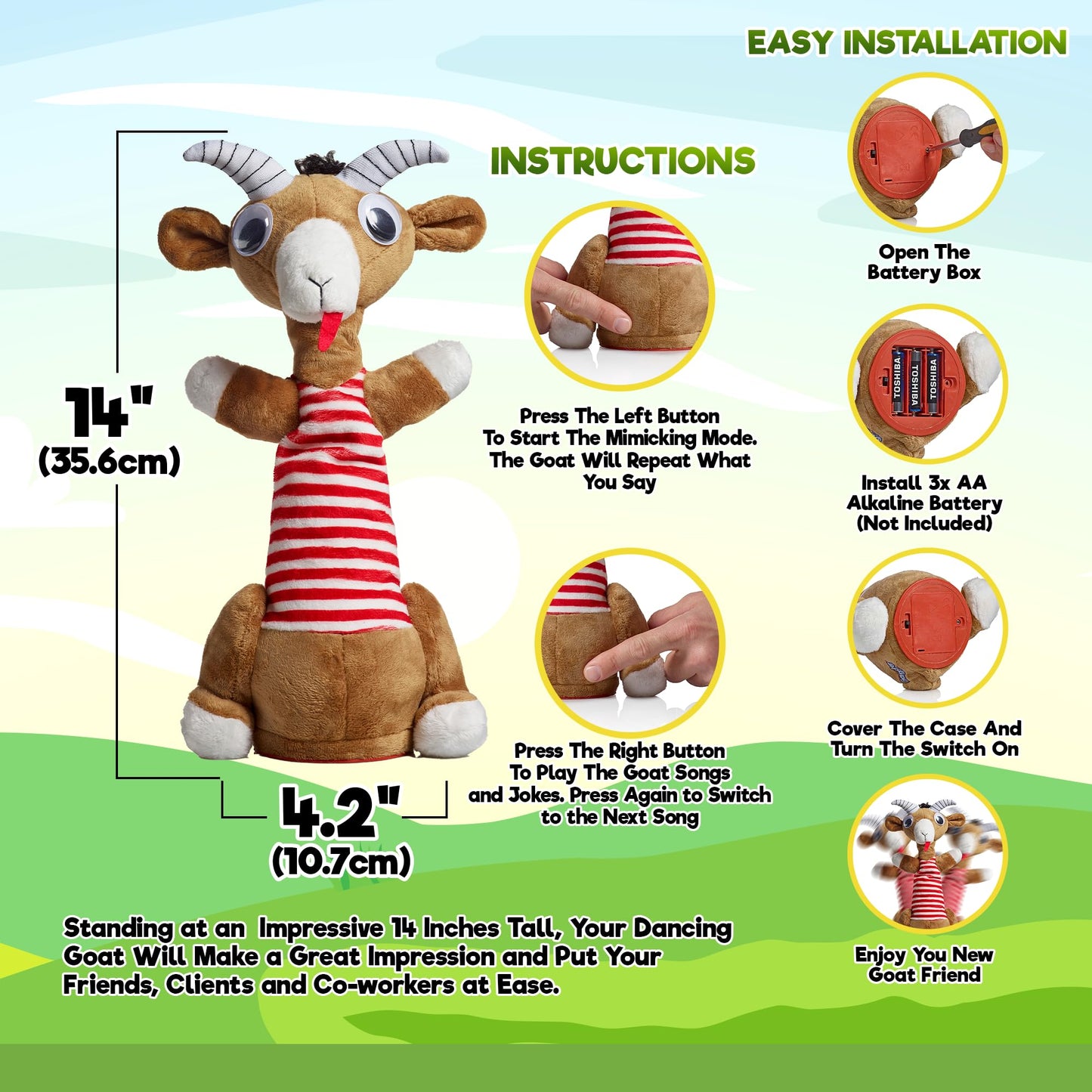 Gagster Screaming Goat Dancing Toy - Mimicking Toy For Kids - Toy That Repeats What You Say, Singing & Talking, Electronic Yodeling For Anyone Who Loves Talking Toy & Funny Gag Gifts