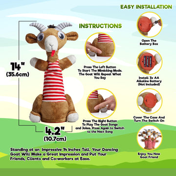 Gagster Screaming Goat Dancing Toy - Mimicking Toy For Kids - Toy That Repeats What You Say, Singing & Talking, Electronic Yodeling For Anyone Who Loves Talking Toy & Funny Gag Gifts