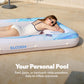 SLOOSH Inflatable Tanning Pool Lounger Float  70 x 46 Pool Floats mature-themed with Pillow  4 in 1 Suntan Tub Raft Floatie Sunbathing Bed Lounge for Water Blow Up Ball Pit Party Gifts  Blue Marble