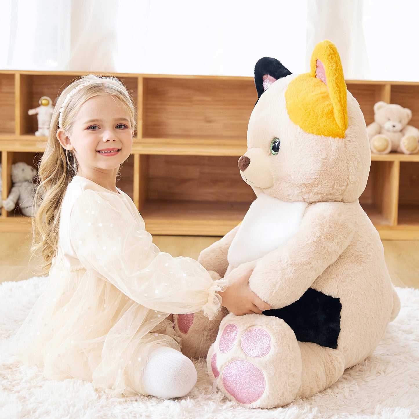 Earthsound Giant Cat Stuffed Animal Plush Toy,30'' Large Kitten Jumbo Cute Soft Toys,Big Size Huge Fluffy Plushy Oversized Fat P