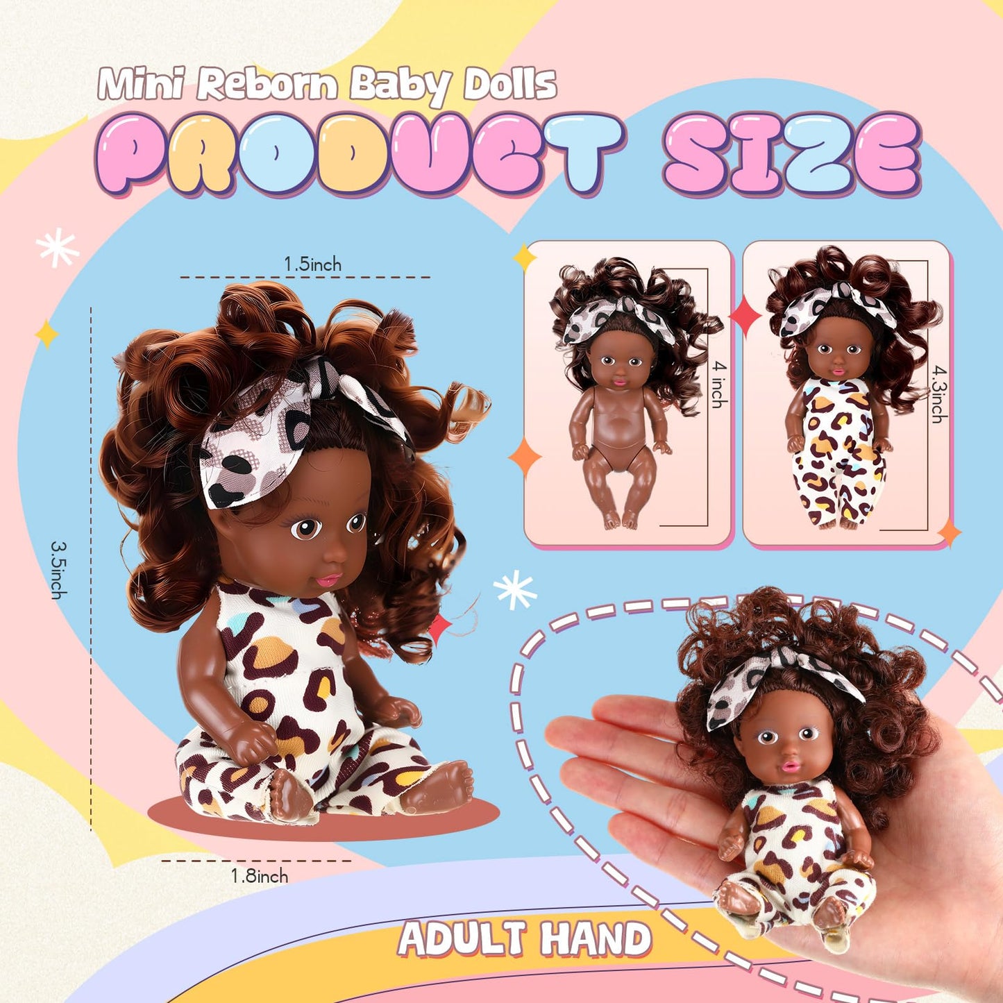 Hanaive 10 Pcs 4 Inch Mini Baby Dolls Lifelike Realistic Tiny Baby Dolls With Animal Clothes Cute Infant Figurine Gifts Set For