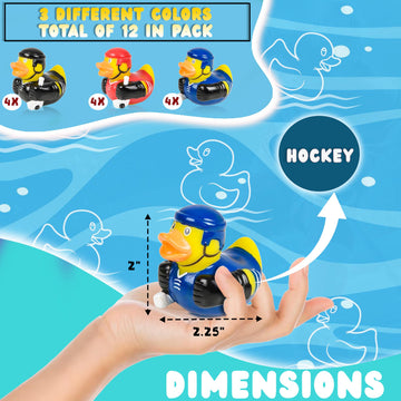 Forest & Twelfth Sports-Themed Rubber Duckies - Multicolor Mini Rubber Ducks, 2'' Hockey, Baseball, Football, Basketball, And So