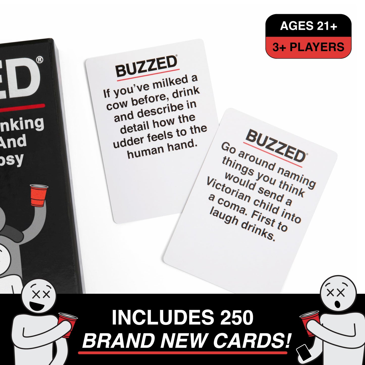 Buzzed: The Hilarious Party Game That Will Get You & Your Friends Tipsy  Refreshed Content  Now Includes 250 New Cards  Great for Friendsgiving Games  Thanksgiving Activities and Fall Gifts