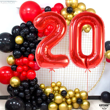 Giant, Red 0 Balloon Number - 40 Inch | 0 Digit Balloon, Red Party Decorations | Red Zero Balloon, Number 0 Balloons For Turning Red Birthday Decorations | 0 Number Balloons, Red Decorations For Party