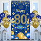 Rumia 80Th Birthday Party Decorations For Men Navy Blue Gold Happy Banner With 18Pcs Balloons Door Cover Backdrop Women Anniversary Sign Porch Decor Supplies