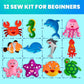 UOKKA Kids Crafts Ages 4-8, DIY Beginner Needle and Thread Kit - 12 Sea Animals Sewing Kit Basic - Fun Arts Crafts for Kids Ages
