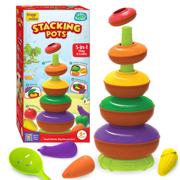 Imagimake Stacking Pots Toys | Leaps & Bounds Baby Toys For 12+ Months | Educational Toy For Toddlers, Infants |5-In-1 Play & Le
