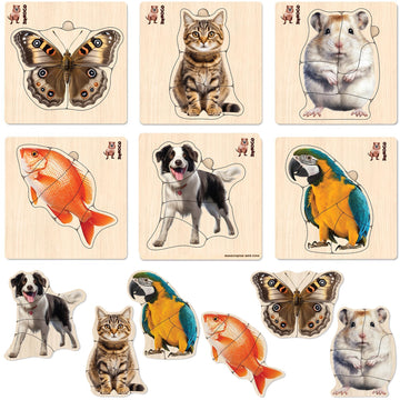 Quokka Realistic Wooden Puzzles For Toddlers 1-3 Year Old - 15X15 Inches Kids Puzzles Ages 2-4 - Birds, Animals, Fish, Butterfly Montessori Toddler Toys - Motor Skills Games Gifts For Girls&Boys