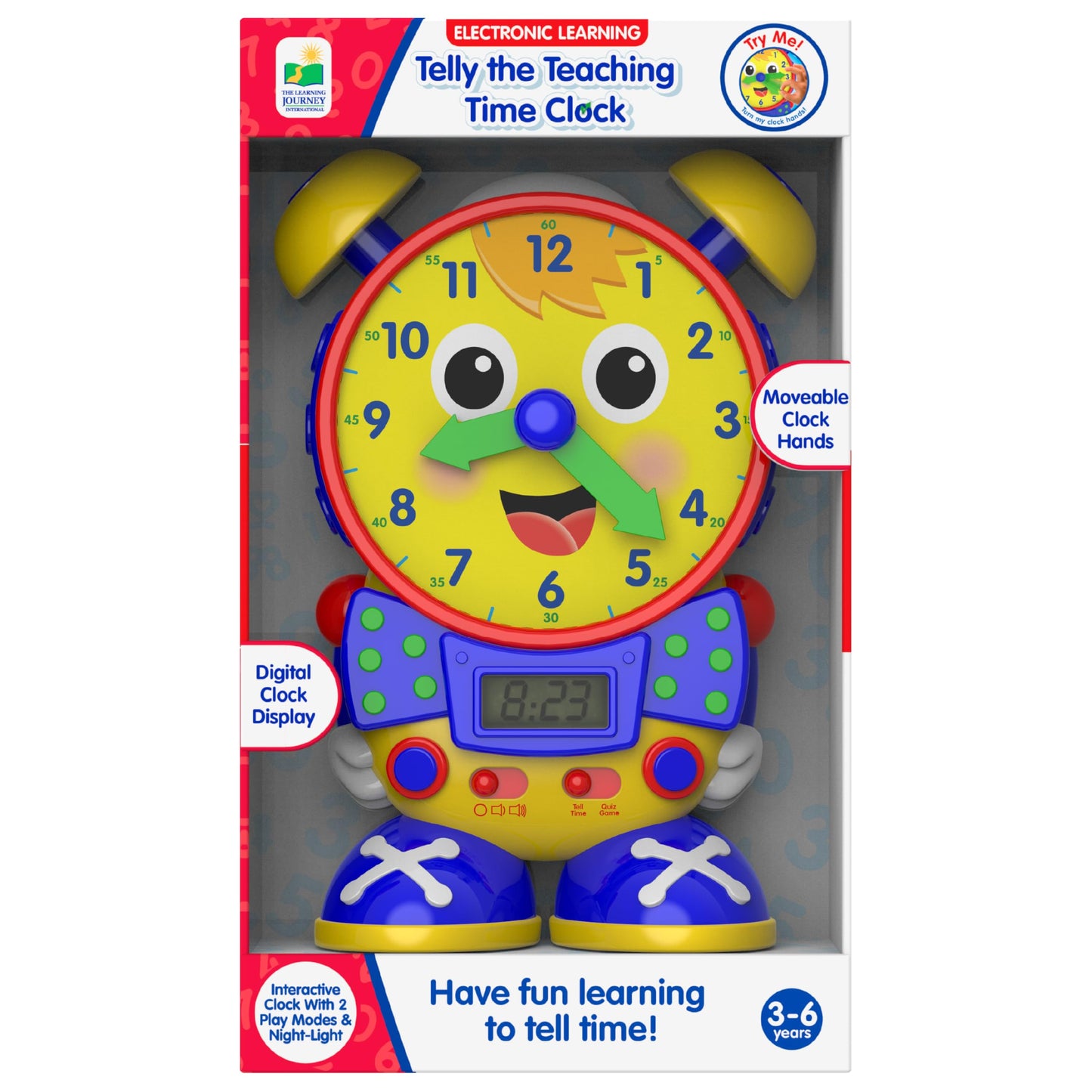 The Learning Journey Telly the Teaching Time Clock - Interactive Analog & Digital Time Learning Toy - Educational Toddler Clock 