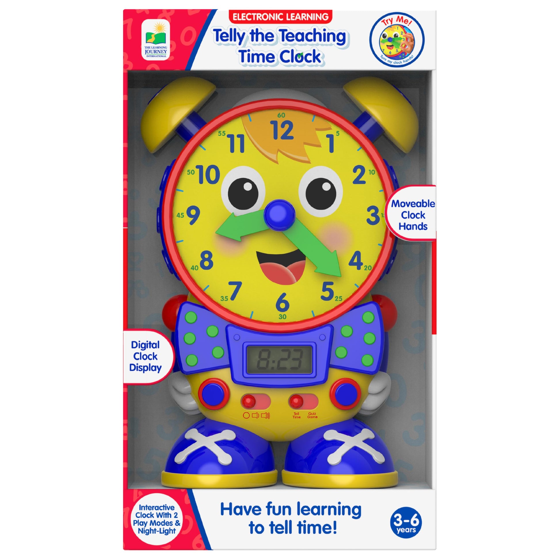 The Learning Journey Telly the Teaching Time Clock - Interactive Analog & Digital Time Learning Toy - Educational Toddler Clock 