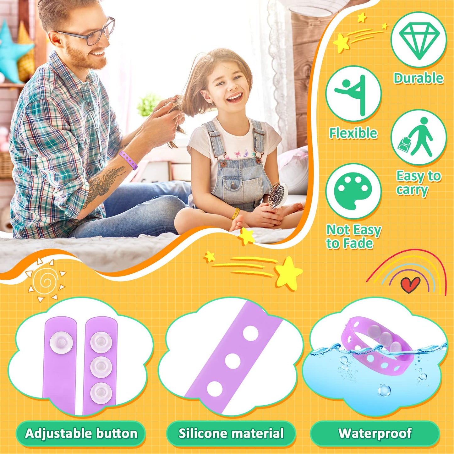 Zhanmai 30 Pieces 10 Colors Silicone Wristband Bulk Adjustable Rubber Wristbands with Holes for Men Women Birthday