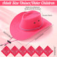 Zhanmai 12 Pcs Cowboy Hat and Bandana Cowboy Cowgirl Hats Bulk Western Party Costume Halloween Accessory(Rose Red,Polyester)