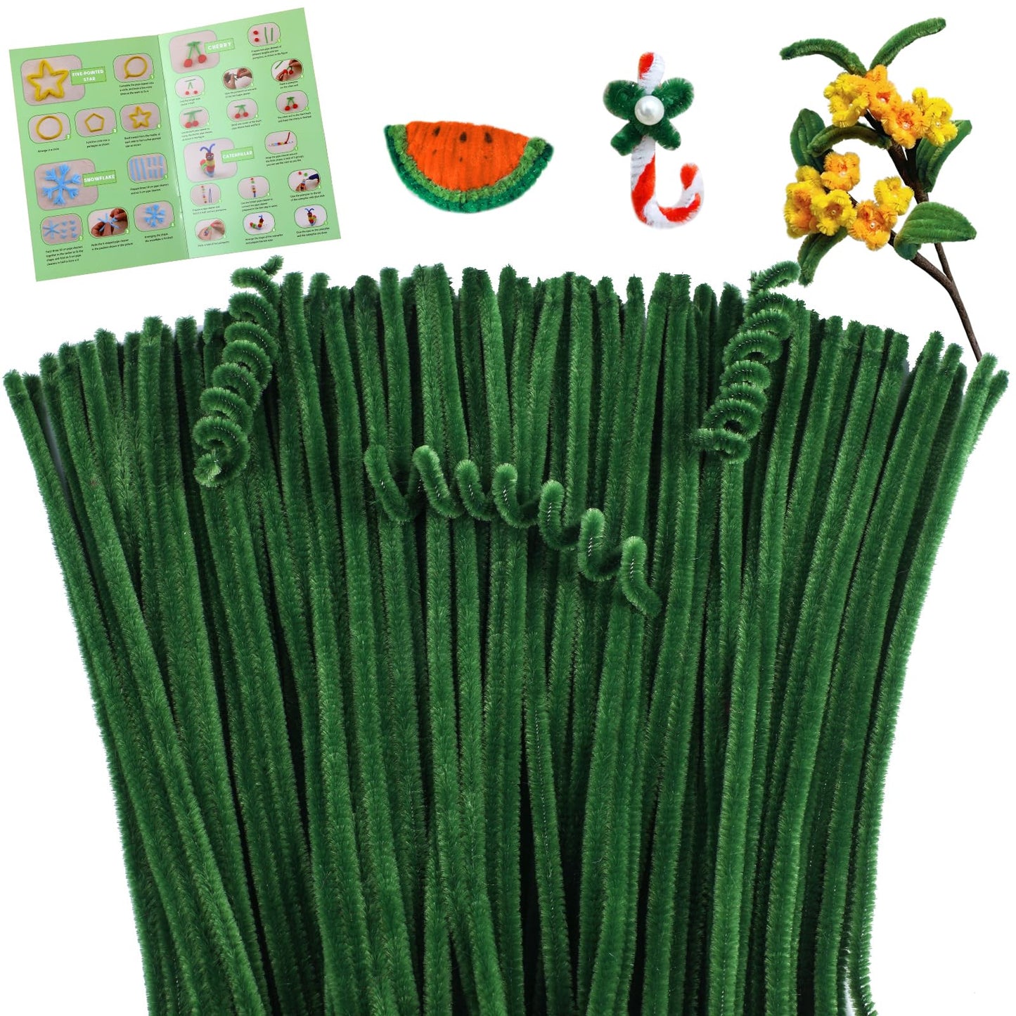 Giwrmu 100 Pieces Pipe Cleaners Chenille Stem, Army Green Pipe Cleaners Craft, Fuzzy Sticks Craft Supplies, Colored Pipe Cleaner