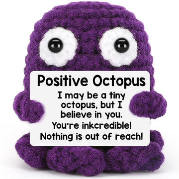 Inspirational Positive Crochet Animals Octopus Gifts Valentines Day Gifts for Kids Her Handmade Emotional Cheer Up Support Menta