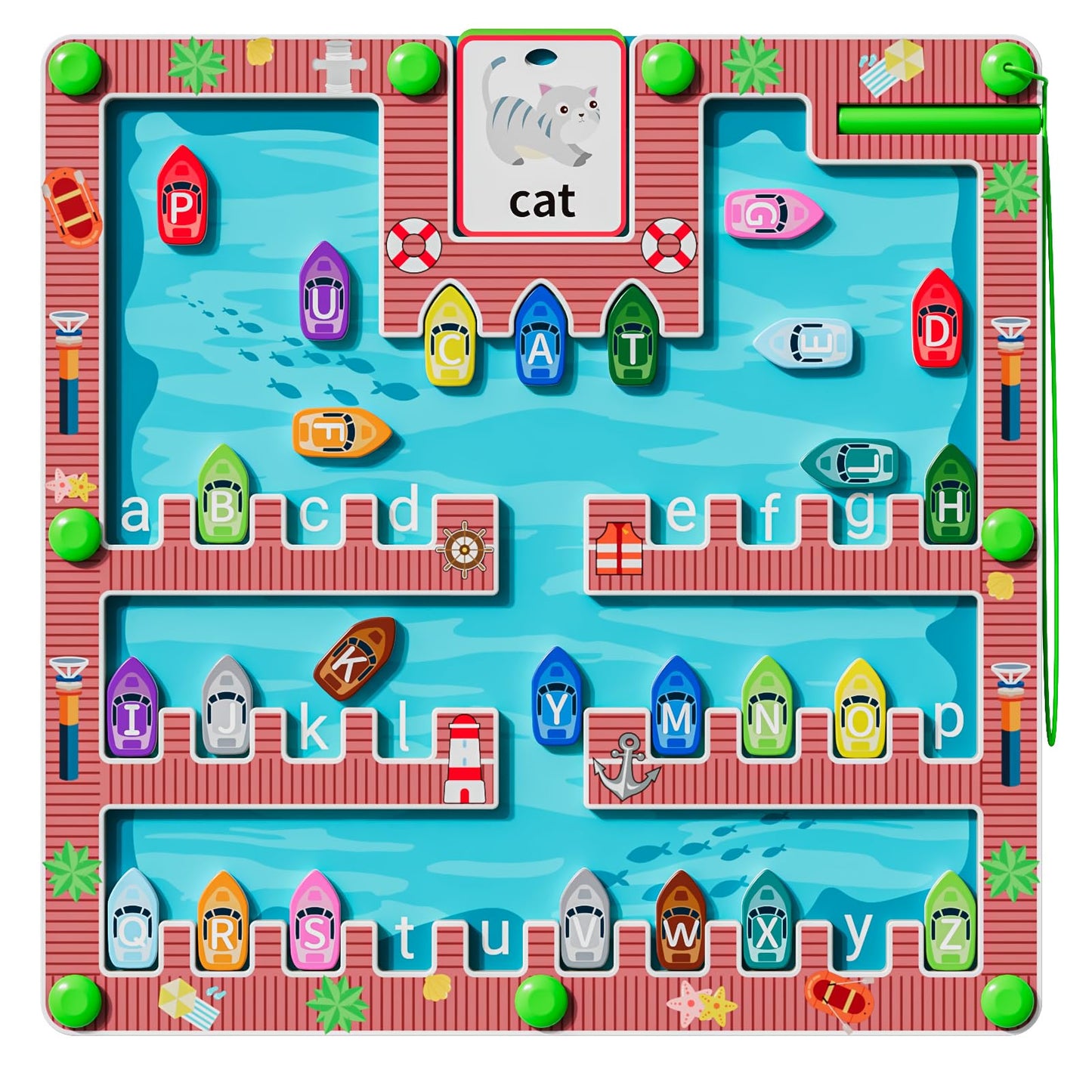 zhiwuzhu Magnetic Alphabet Maze Board - Montessori Puzzle Toy for Toddlers Ages 2-4, Small Wooden Learning Game