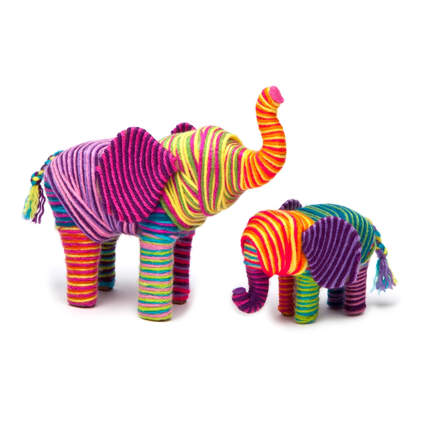 Craft-tastic Yarn Elephants Kit - Makes 2 Yarn-Wrapped Elephants - Multi Color - Ages 8+ - Model CT1775T
