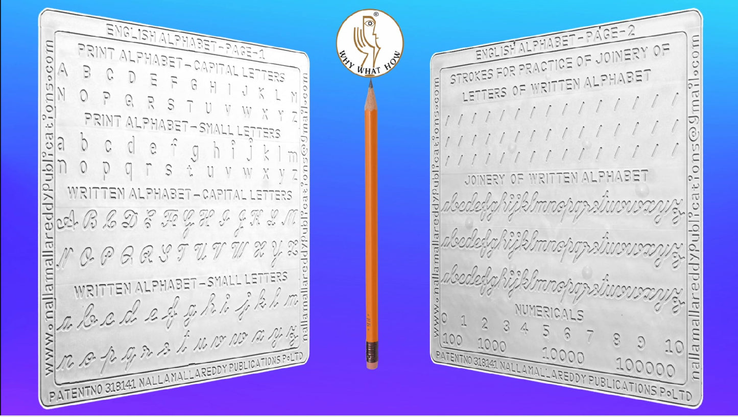 AKSHARABHYAS English Alphabet Slate With All Letters In Groves For 3+ Children To Read & Trace With Pencil For Strong Foundation