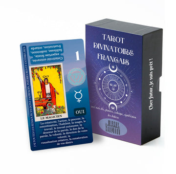 Witchy Cauldron Tarot Cards for Beginners, Medium Size, Black/White/Gold, Paper Deck with Guidebook (French)