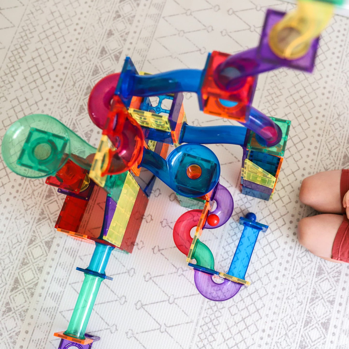 Learn & Grow Toys 88 Pcs Magnetic Marble Run Expansion Pack, Ultimate Marble Race Track, Stem Building Marble Toy & Learning Edu