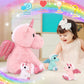 Morismos Pink Unicorn Stuffed Animal With Babies-18'' Mommy Unicorn And 3 Baby Stuffed Unicorn Plush Toys Inside Zipper Tummy,Soft Unicorn Stuffed Animals For Girls Boys Christmas Birthday Valentines