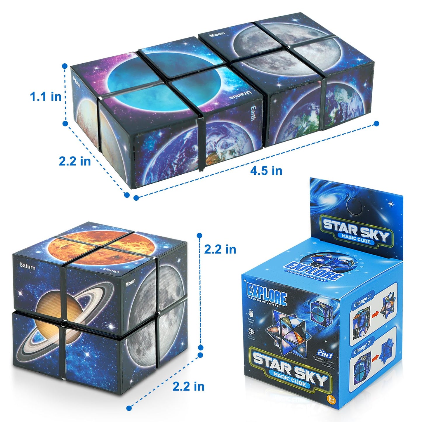 Star Cube Magic Cube 2 In 1 Set, Yoshimoto Cube Magic Puzzle Cubes For Kids And Adults