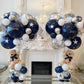 Navy Blue And Silver Balloons, Blue And Silver Balloons, Silver Confetti Balloons Navy Blue White Latex Balloons For Boys Birthd