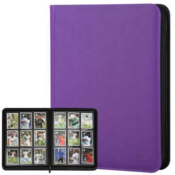 9 Pocket Trading Card Binder 540 Capacity with Zip Closure - enhanced Double Sided PU Leather Card Protector  Hold & Organize Cards for TCG  MTG  Sports Cards (Purple)