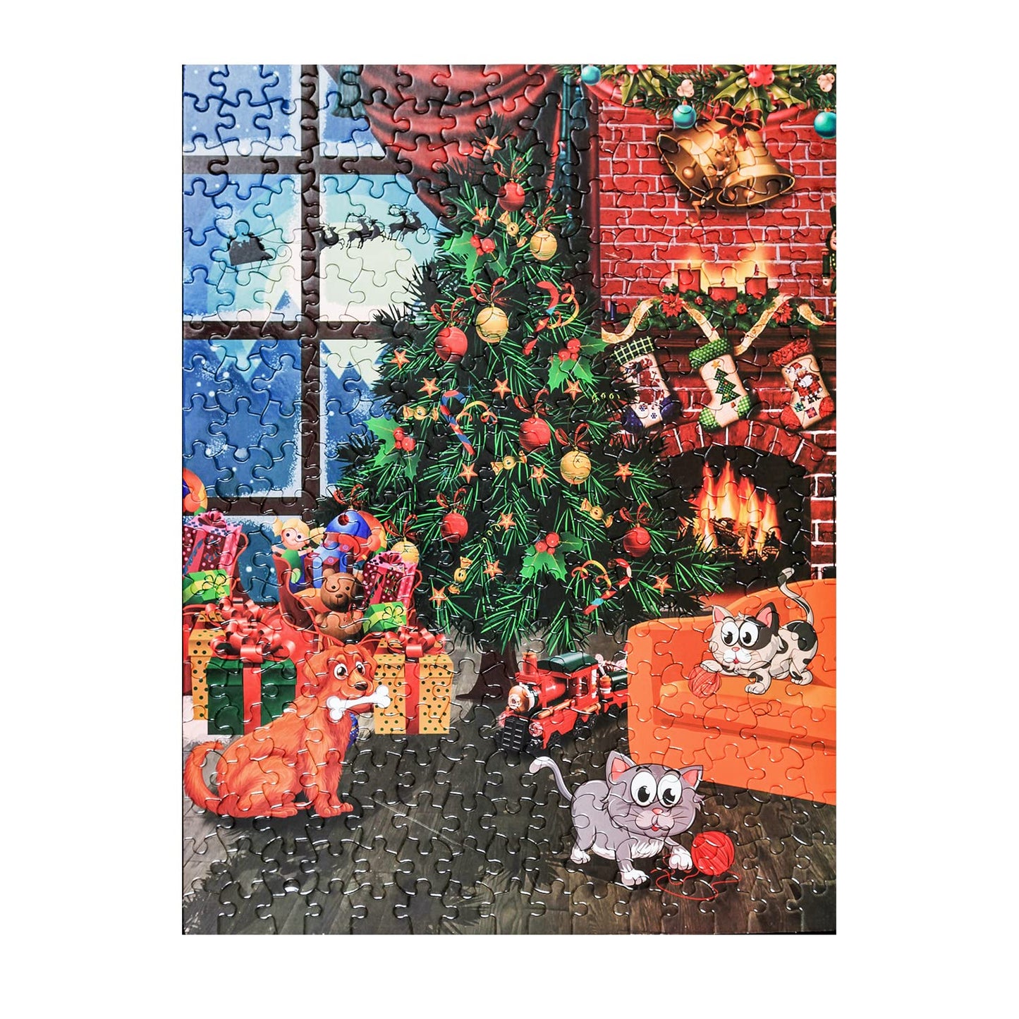 Christmas Puzzles Jigsaw Puzzle 300 Pieces for Kids and Adults -Cozy Christmas Holiday Puzzle - Educational Games for Elders Chi