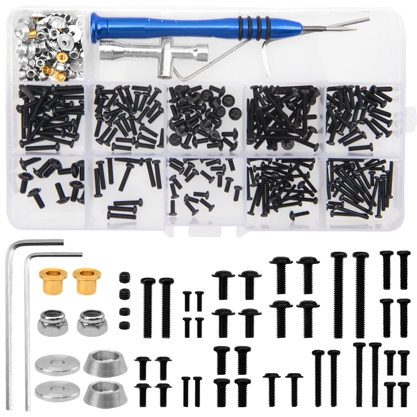 Vgoohobby 357Pcs Universal M2 M2.5 M3 RC Screws Kit Screw Fasteners Gasket Repair Tool Set Compatible with MN D90 D91 MN99S WPL