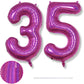 35Th Birthday Balloons For Women, Laser Hot Pink Foil Big Number 35 Balloons Anniversary Decor, Self Inflating Helium Mylar 40 I