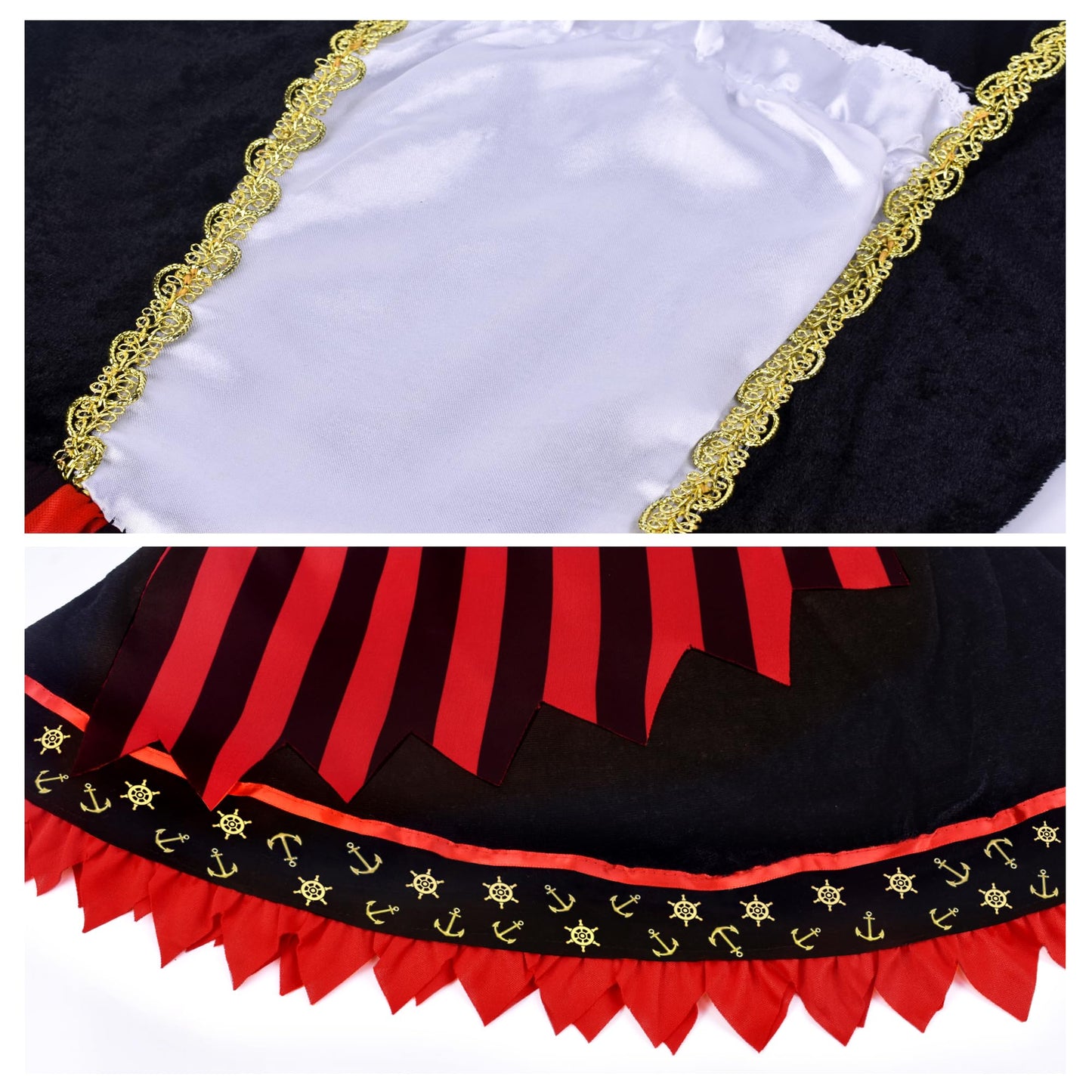 Zzihan Toddler Girls Pirate Costume Kids Pirate Princess Dress Accessories Hat Hairband Eye Patch Belt Pirate Gems Treasure Toys