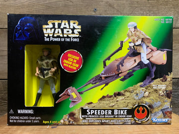 Star Wars - Power Of The Force - Speeder Bike With Princess Leia Organa In Endor Gear