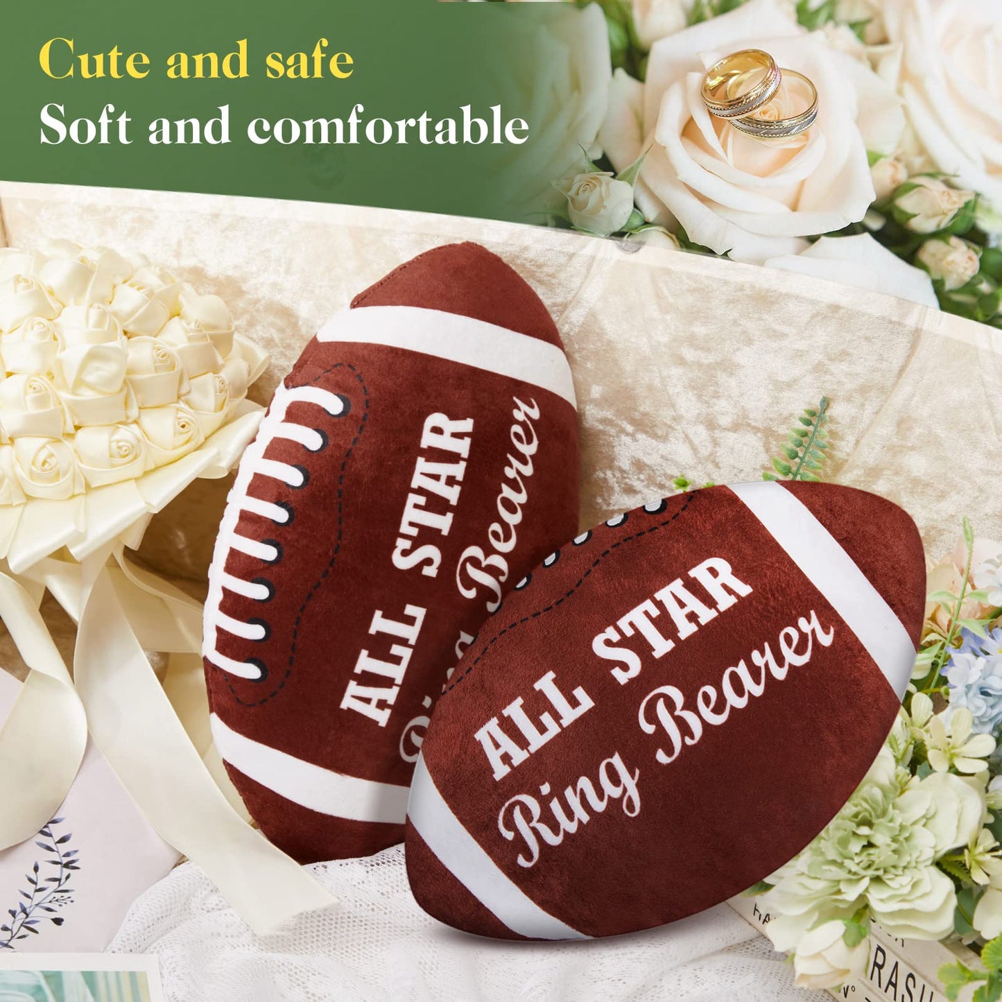 Deekin 2 Pcs 12 Inch All Star Ring Bearer Football Plush Baby Football Stuffed Fluffy Toddler Thank You Wedding Gift For Wedding