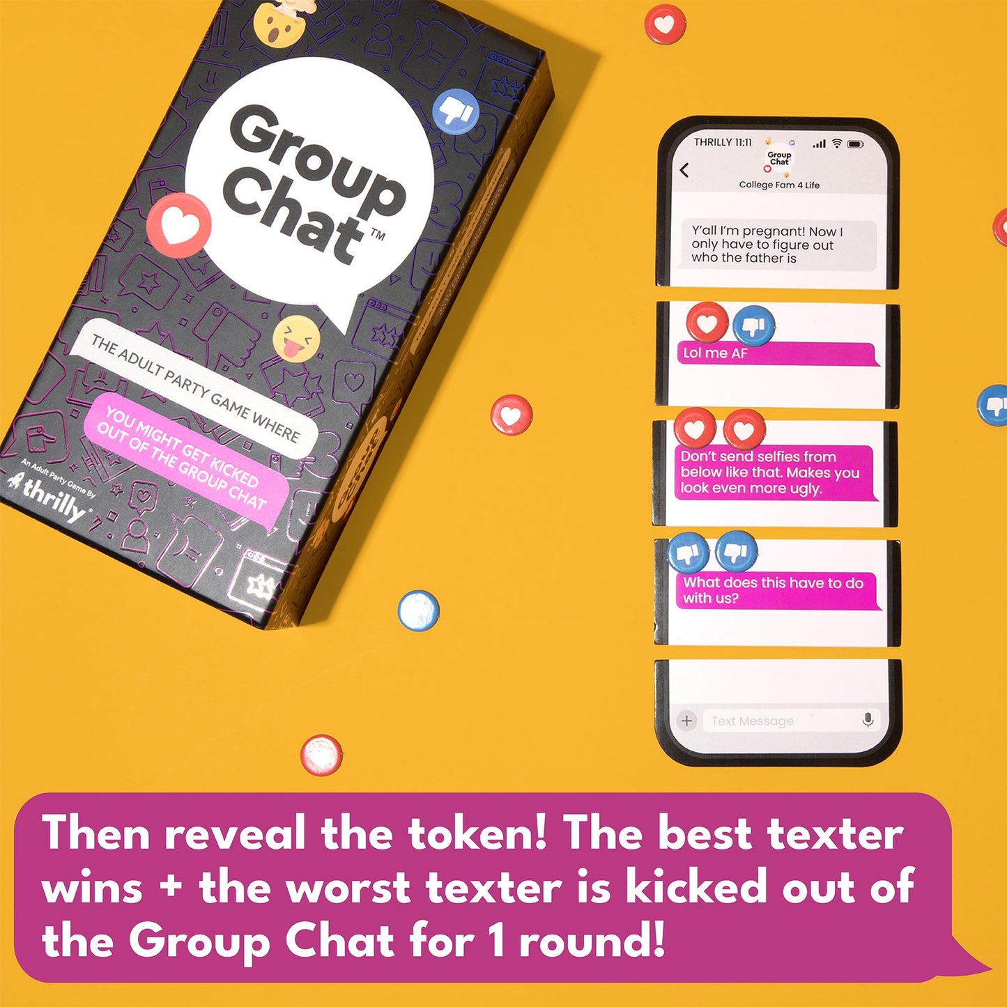 Group Chat Hilarious Text Message Party Game, 400 Cards & Voting Tokens, Multi Color, Fun for Adults Ages 17+