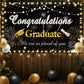 Graduation Backdrop 2024 Congrats Grad Banner Black Gold Graduation Banner.Class of 2024 Graduation Decorations Photography Back