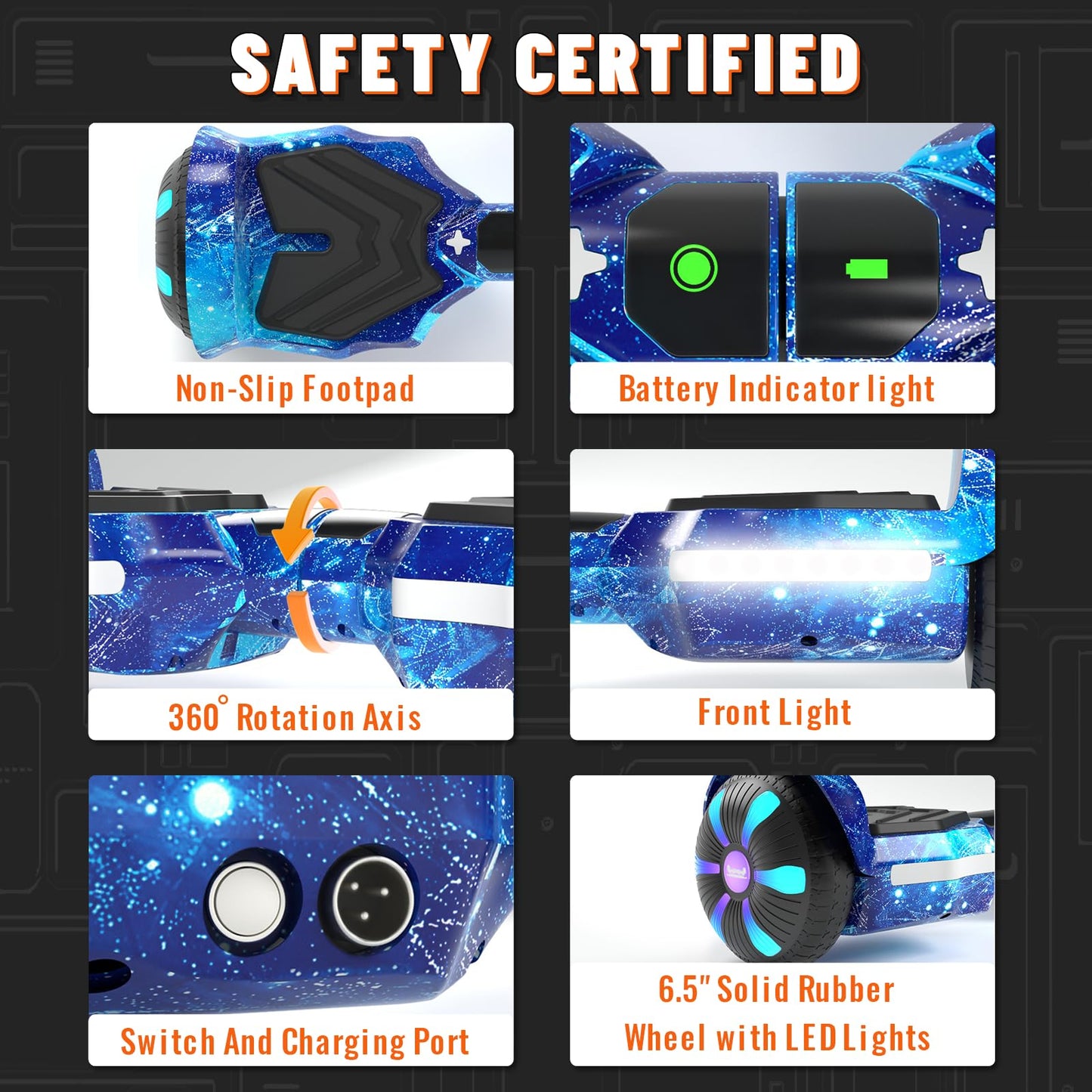 SIMATE Scooter, Bluetooth Speakers and LED Light-Up Wheels, APP Control, Dual 250W Motors, 8.5 mph Max Speed & 8.5 Miles Max Ran