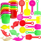 The Dreidel Company Mini Beach Day Playsets (Pack of 12) 3.25'' Sand Bucket Play Set Box Includes, Pail, Shovel, Rake, Sifter Sc