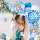 Snowflake Balloon Garland Arch Kit, Silver Blue White Balloon Arch With Snowflake Foil Balloons For Winter Wonderland Holiday Christmas Baby Shower Snow Princess Birthday Party Decorations