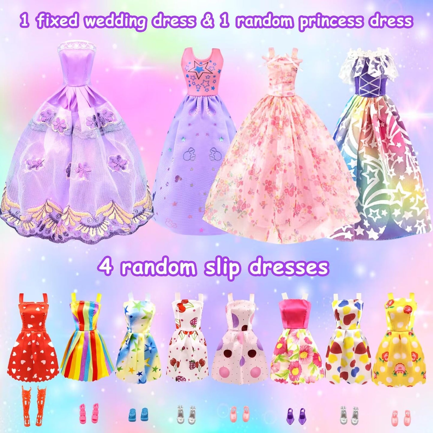 75 Pack Doll Clothes and Accessories with Doll Closet for 11.5 Inch Doll Fashion Design Kit Girl Doll Dress Up Including Wedding