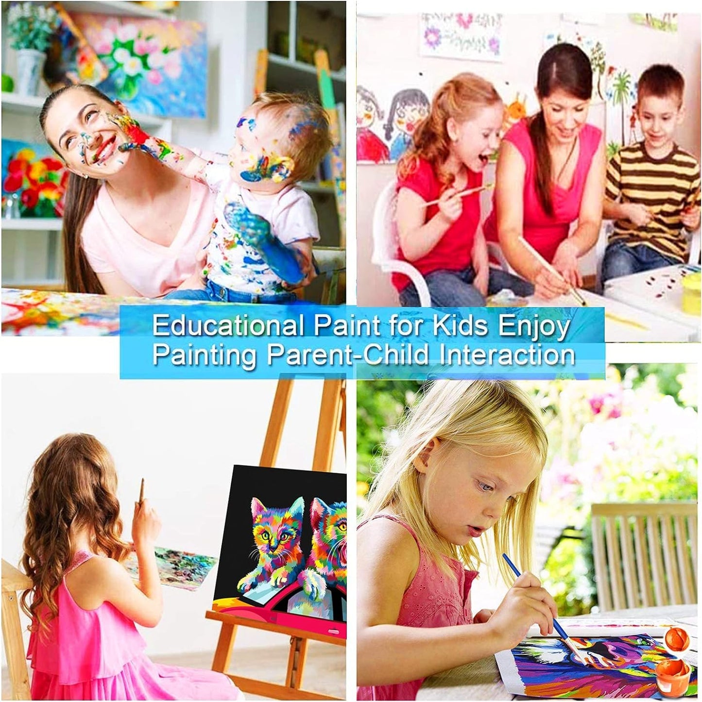 Jingzhouyang Paint By Numbers For Kids & Adults & Beginner Painting Gift Kits - L 16'×W 20' Colorful Tiger