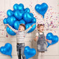 12 Pcs Heart Balloons, 18 inch Blue Heart Shaped Balloons, Big Heart Mylar Helium Balloons, Heart Love Foil Balloons for Wedding