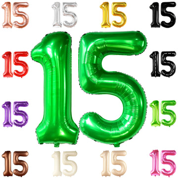 Katchon, Dark Green 15 Balloons Number - 40 Inch | Green Number 15 Balloons For 15Th Birthday Decorations | 15 Birthday Balloons For 15Th Birthday Decorations For Boys | Green Birthday Decorations