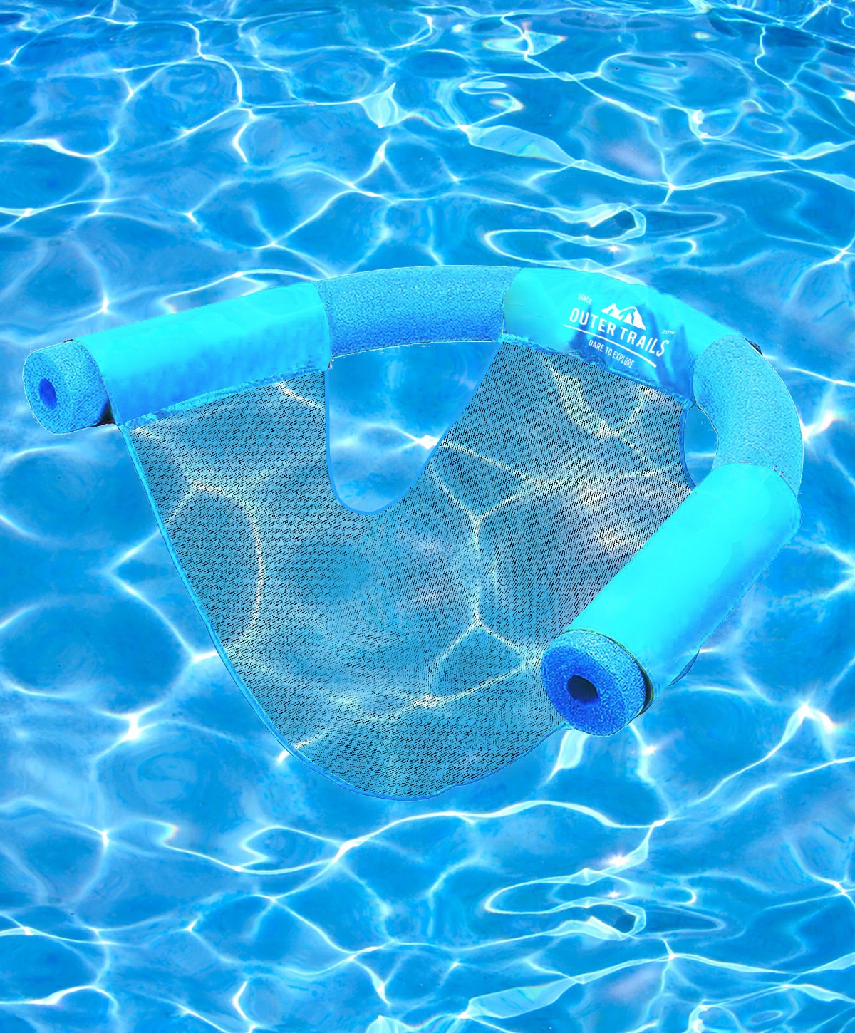 Outer Trails Sling Mesh Chair For Swimming Pool Noodles- 2 Pack- Light Blue