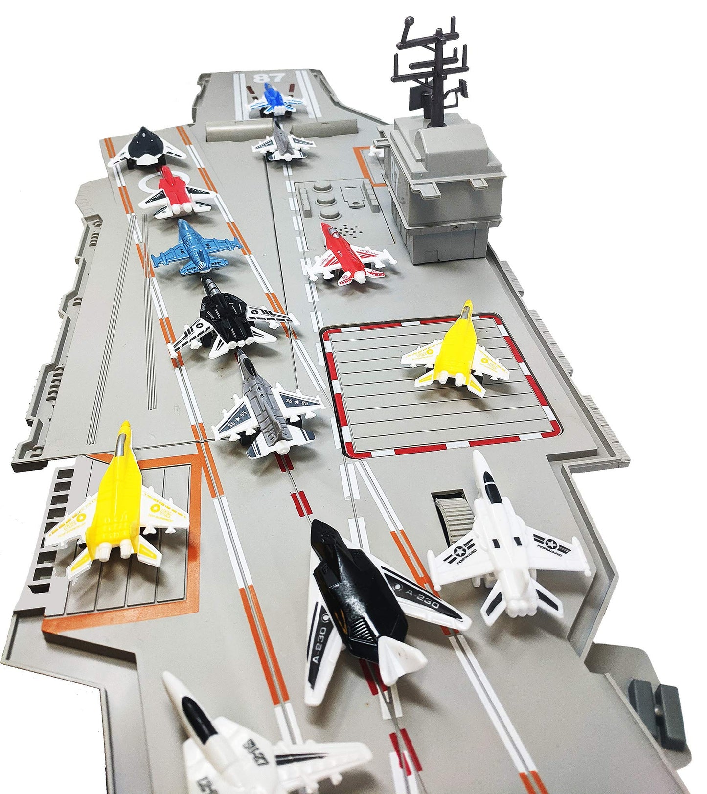 30 Inch Aircraft Carrier With Sound Effects And Light Up Runway (14 Fighter Jets)