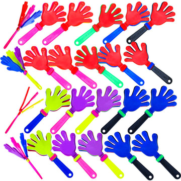 Resinta 24 Pieces Hand Clappers Plastic Noisemaker Noise Makers With Drawstring Bag For Fiesta Party Birthday Favors, 7.5 Inch