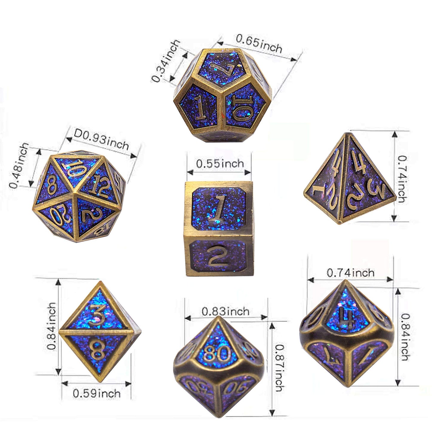 Metal Dice Set D&D Dragon and Dungeon Polyhedral Metal Dice, Punk Style Role-Play RPG Explorer MTG Pioneer Game DND Dice Set (7